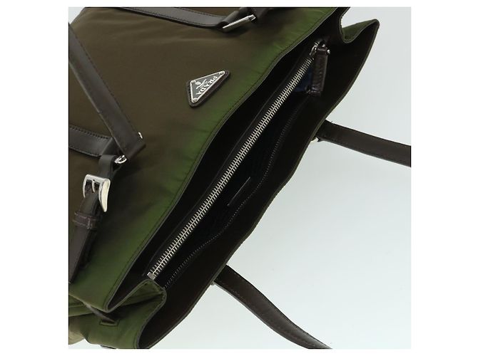 PRADA Borsa A Spalla Nylon Pelle Verde Auth ep1747 - vista 6