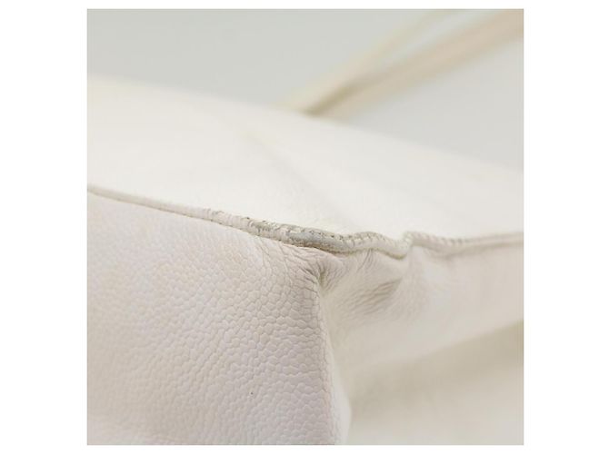 CHANEL Einkaufstasche Caviar Skin White CC Auth bs8320 Weiß - Ansicht 15