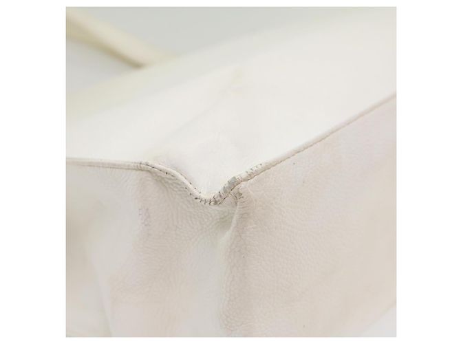 CHANEL Einkaufstasche Caviar Skin White CC Auth bs8320 Weiß - Ansicht 16