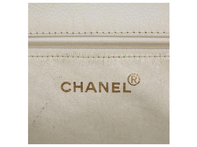 CHANEL Einkaufstasche Caviar Skin White CC Auth bs8320 Weiß - Ansicht 17
