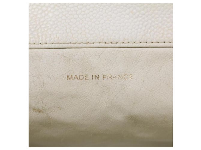 CHANEL Einkaufstasche Caviar Skin White CC Auth bs8320 Weiß - Ansicht 18
