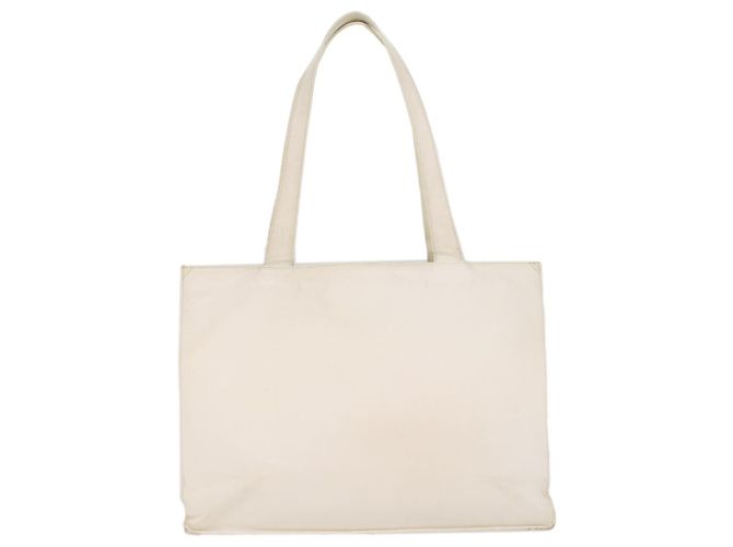 CHANEL Einkaufstasche Caviar Skin White CC Auth bs8320 Weiß - Ansicht 2