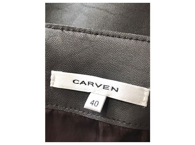 Faldas CARVEN T.Internacional L Cuero Negro - vista 5
