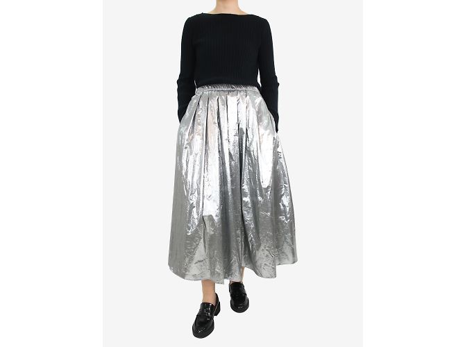 Weekend Max Mara Silver metallic midi skirt  - size UK 8 - view 2