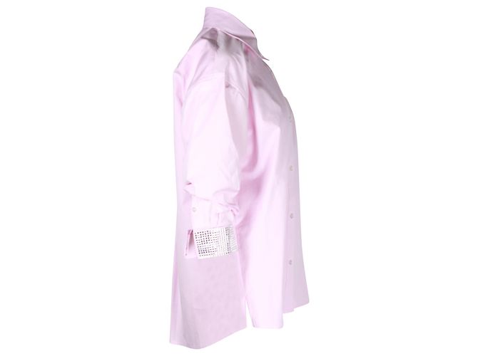 Alexander Wang Camisa abotonada en puños con adornos de cristales en algodón rosa - vista 2