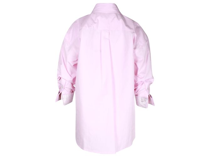 Alexander Wang Camisa abotonada en puños con adornos de cristales en algodón rosa - vista 3