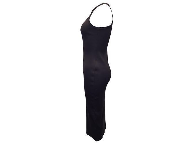 Off White Off-White Basic Ribbed Logo-Print Midi Dress in Black Cotton - view 2