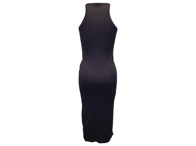 Off White Off-White Basic Ribbed Logo-Print Midi Dress in Black Cotton - view 3