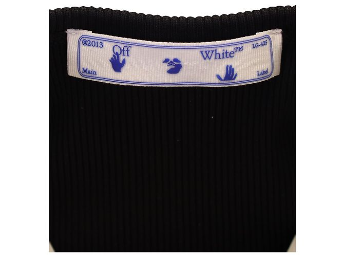 Off White Off-White Basic Ribbed Logo-Print Midi Dress in Black Cotton - view 4