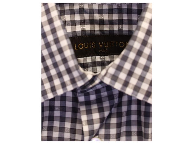 Twist Camicia button down scozzese Louis Vuitton in cotone grigio - vista 3