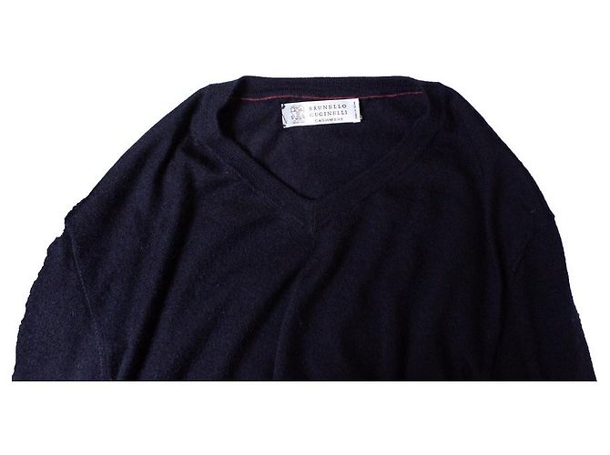 Brunello Cucinelli Brunello Cuccinelli, Pull Cachemire Bleu - vue 6