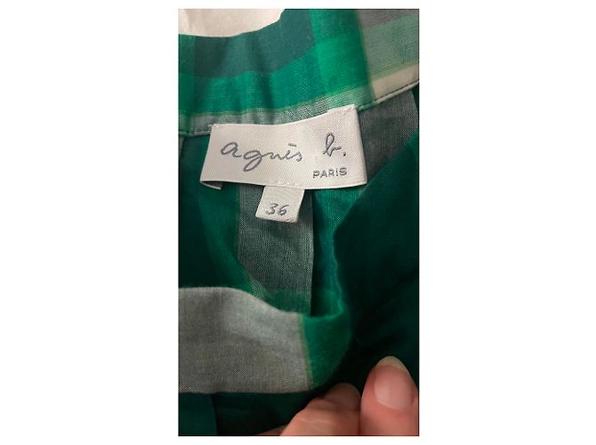 Falda larga plisada Agnès b. de cuadros verde y blanco Multicolor - vista 4
