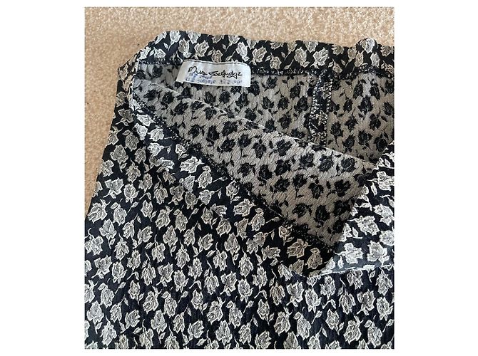 Autre Marque Minifalda Miss Selfridges negra y crema de algodón tejida Negro - vista 5