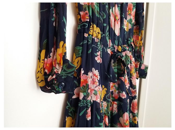 Vintage Langes Viscose Kleid Mehrfarbig Mehrfarben - Ansicht 8