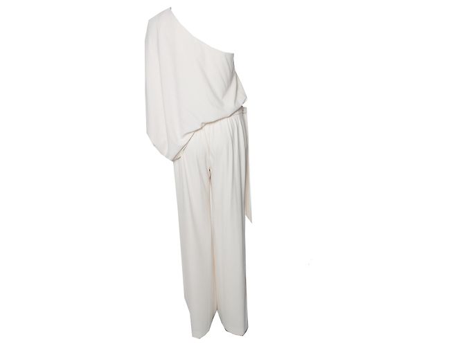 Autre Marque Halston, macacão creme drapeado de um ombro só Branco - vista 3