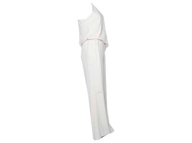 Autre Marque Halston, macacão creme drapeado de um ombro só Branco - vista 4