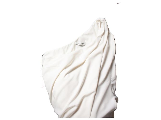 Autre Marque Halston, macacão creme drapeado de um ombro só Branco - vista 7