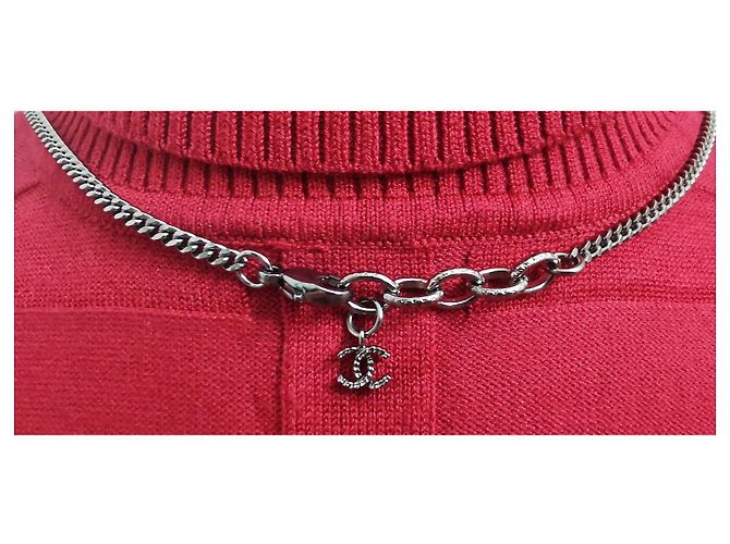 Collana Chanel Medaglione Cabochon Nera e Bianca Nero Argento Bianco Grigio - vista 7
