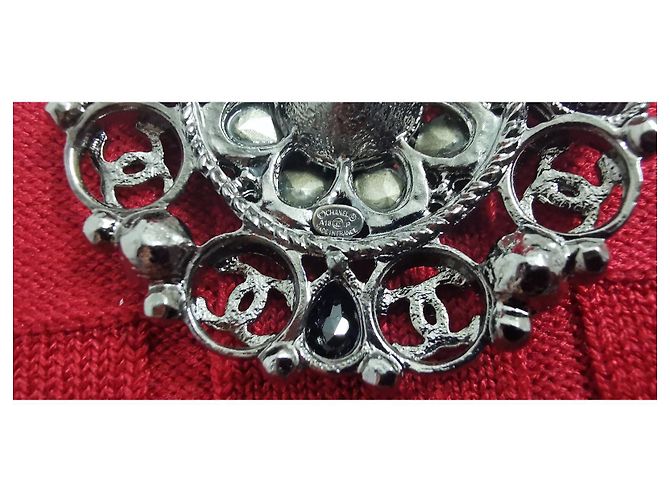 Collana Chanel Medaglione Cabochon Nera e Bianca Nero Argento Bianco Grigio - vista 9