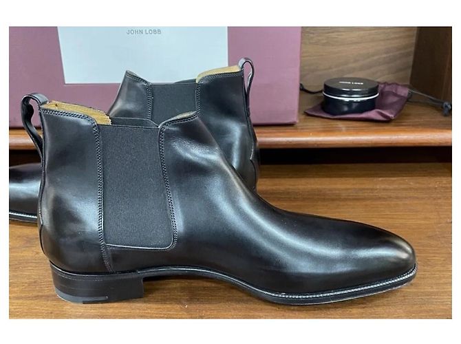 John Lobb TUDOR Chelsea Boots Black Leather - view 3