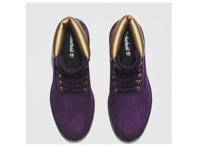 Botas Timberland Premium 6 polegadas Hip-Hop Royalty 50th Birthday Douradas Roxas Dourado Roxo - vista 2