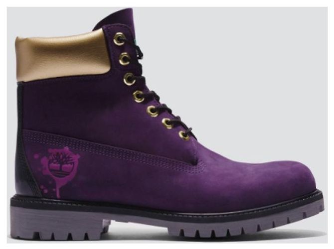 Botas Timberland Premium 6 polegadas Hip-Hop Royalty 50th Birthday Douradas Roxas Dourado Roxo - vista 3