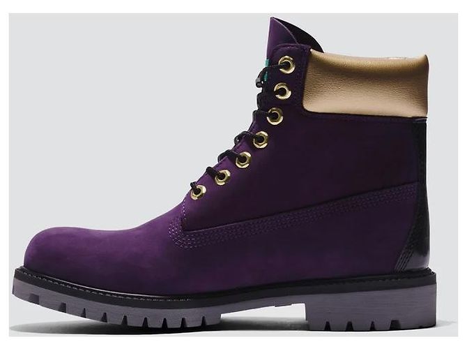 Botas Timberland Premium 6 polegadas Hip-Hop Royalty 50th Birthday Douradas Roxas Dourado Roxo - vista 4