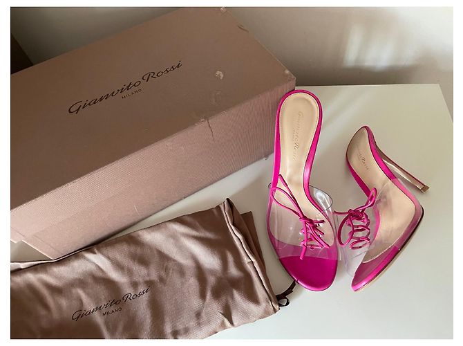 Mule Gianvito Rossi in pelle rosa - vista 5