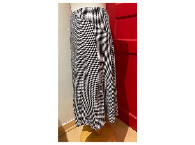 Falda Comptoir Des Cotonniers de seda a cuadros marrón y gris Multicolor - vista 3