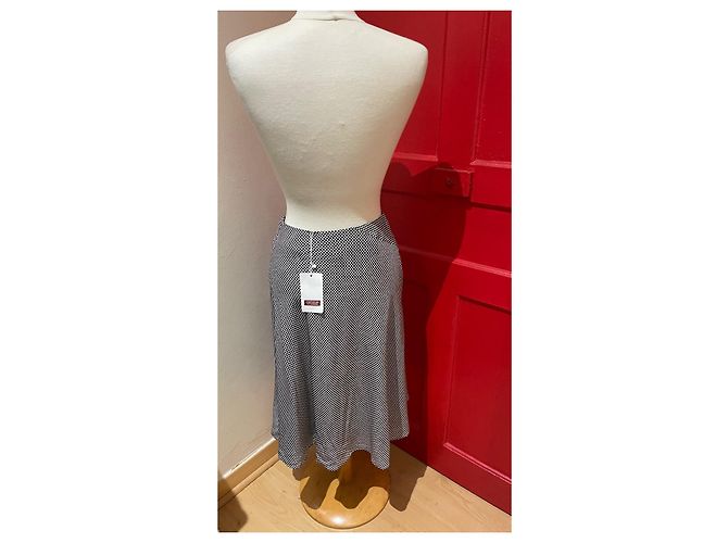 Falda Comptoir Des Cotonniers de seda a cuadros marrón y gris Multicolor - vista 5