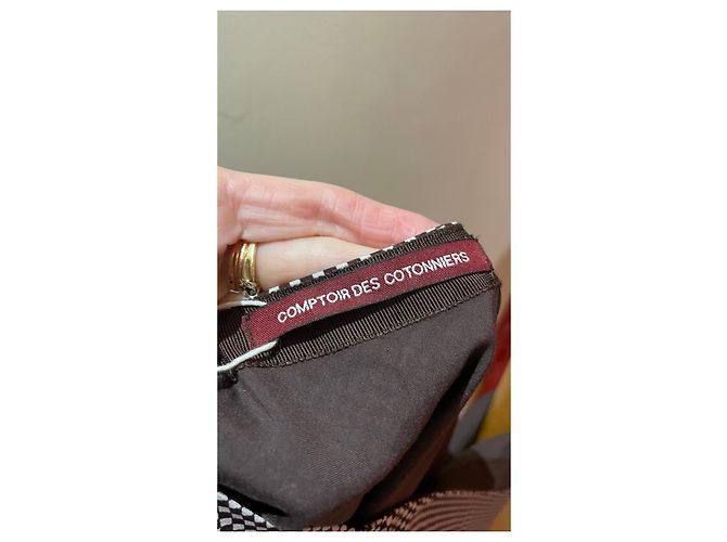 Falda Comptoir Des Cotonniers de seda a cuadros marrón y gris Multicolor - vista 6