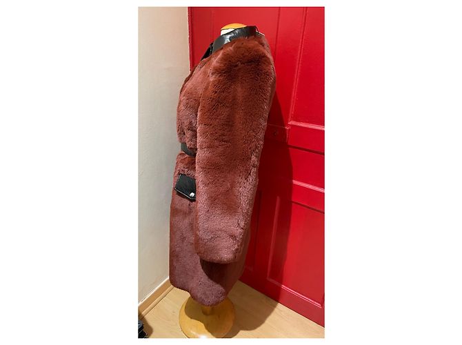 Abrigo Sonia Rykiel de pelo sintético Rojo marrón Talla 36 Marrón oscuro - vista 2