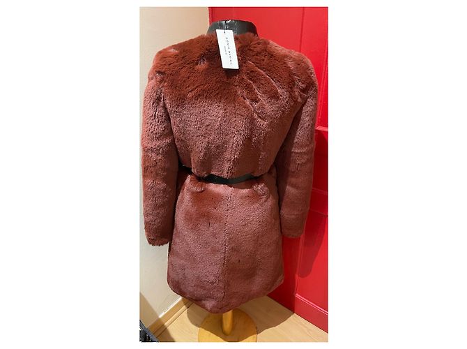 Abrigo Sonia Rykiel de pelo sintético Rojo marrón Talla 36 Marrón oscuro - vista 3