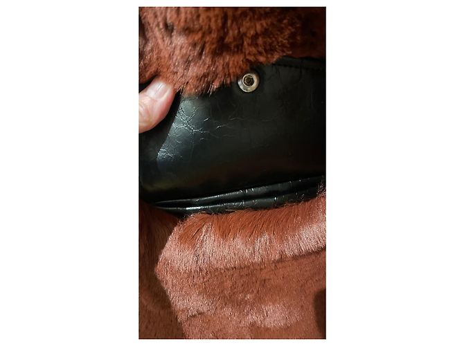 Abrigo Sonia Rykiel de pelo sintético Rojo marrón Talla 36 Marrón oscuro - vista 4