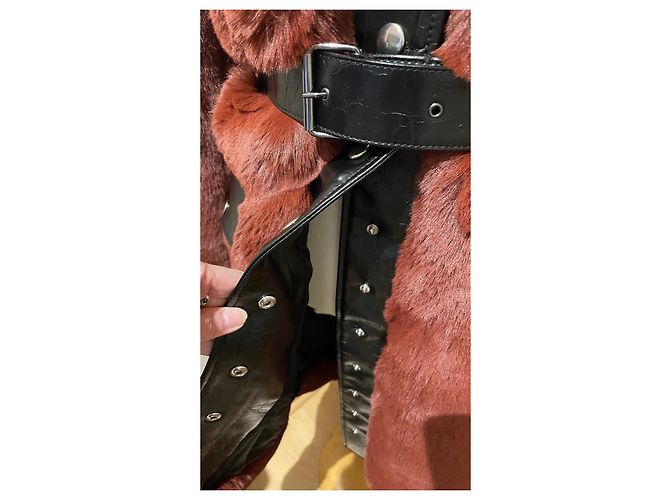 Abrigo Sonia Rykiel de pelo sintético Rojo marrón Talla 36 Marrón oscuro - vista 5