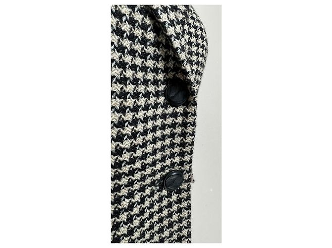 Blazer Max Mara Houndstooth de Lã Preto e Branco - vista 3