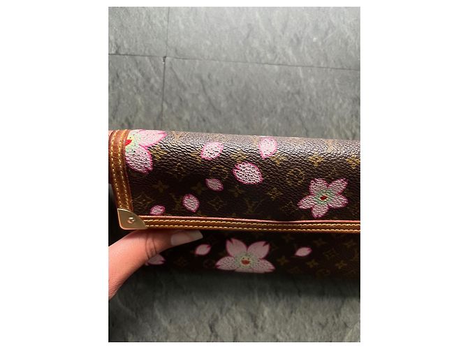 Cartera Louis Vuitton Murakari Monograma Flores Marrón Castaño - vista 3