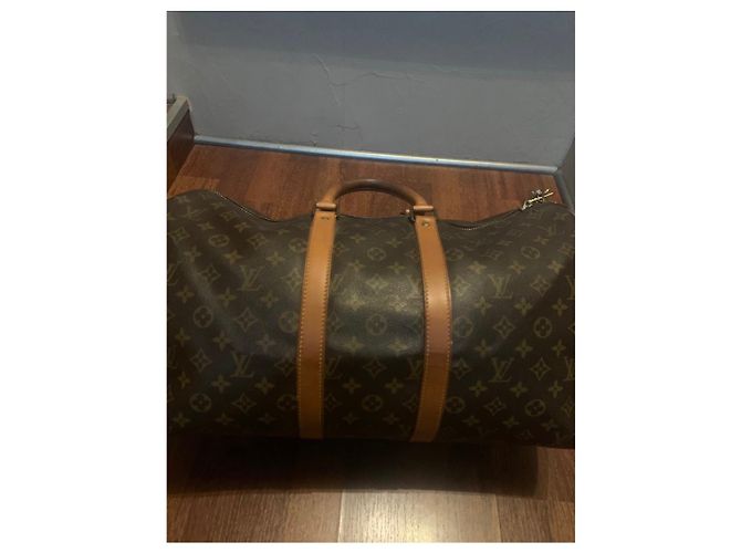 Borsa da viaggio Louis Vuitton Keepall 45 Marrone in tela - vista 3