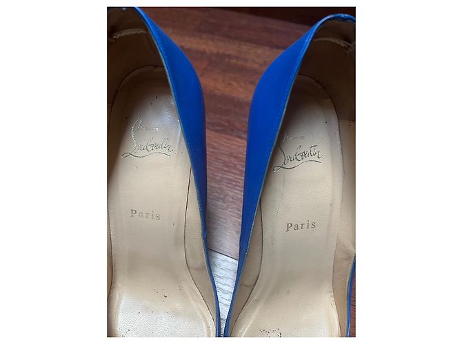 Décolleté Christian Louboutin in pelle blu - vista 2