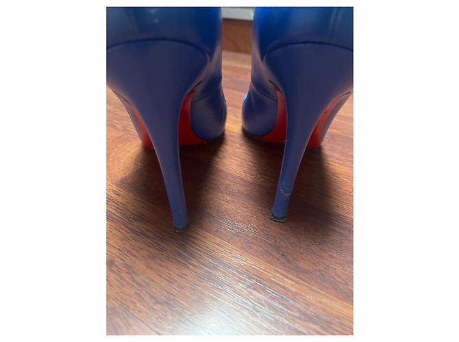 Décolleté Christian Louboutin in pelle blu - vista 4