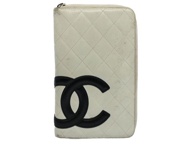 Cartera larga CHANEL Cambon Line Cuero Blanco CC Auth ep1750 - vista 13