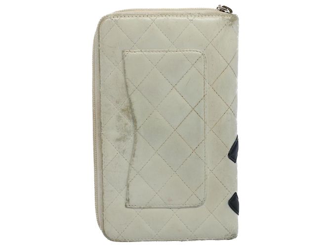 Cartera larga CHANEL Cambon Line Cuero Blanco CC Auth ep1750 - vista 2