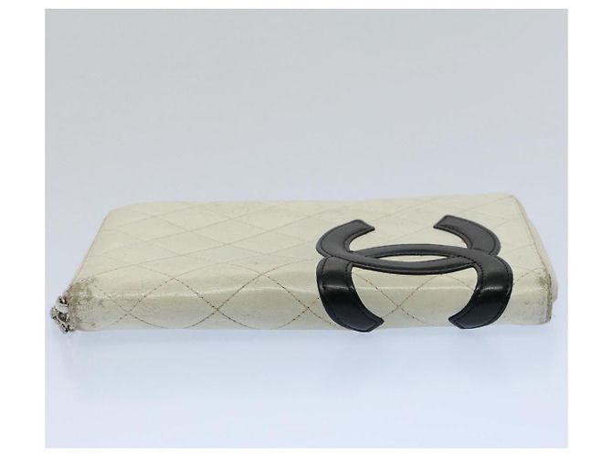 Cartera larga CHANEL Cambon Line Cuero Blanco CC Auth ep1750 - vista 3