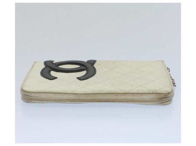Cartera larga CHANEL Cambon Line Cuero Blanco CC Auth ep1750 - vista 4