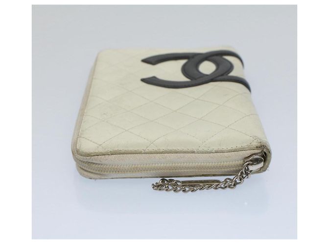 Cartera larga CHANEL Cambon Line Cuero Blanco CC Auth ep1750 - vista 5