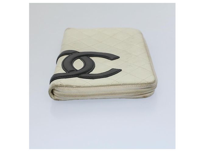 Cartera larga CHANEL Cambon Line Cuero Blanco CC Auth ep1750 - vista 6