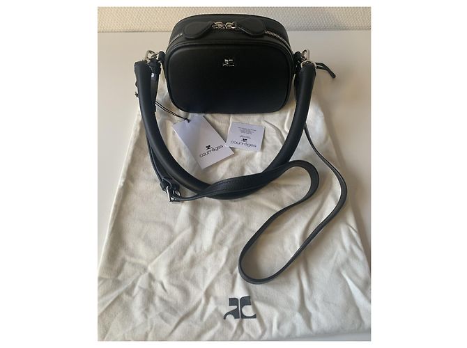 Borsa in pelle nera Courreges Nero - vista 12