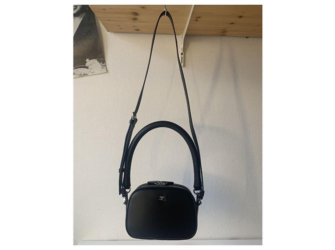 Borsa in pelle nera Courreges Nero - vista 2