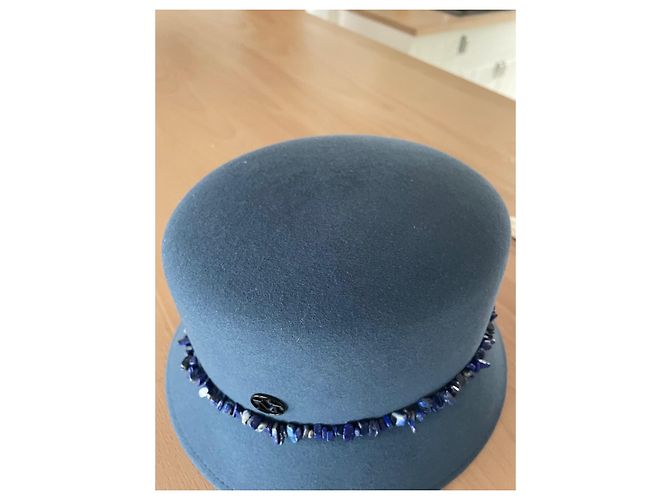 Cappello Maison Michel Mini Kendall Blu Denim - vista 3