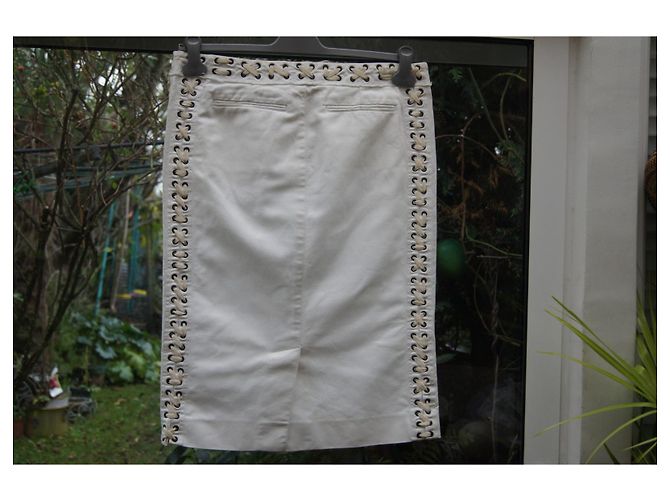 Falda Yves Saint Laurent Eggshell Talla 42 Blanco roto - vista 4
